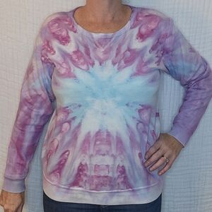 Ice dyed Tie-dyed sweatshirt - Size Small- Pink, Blue Mixed